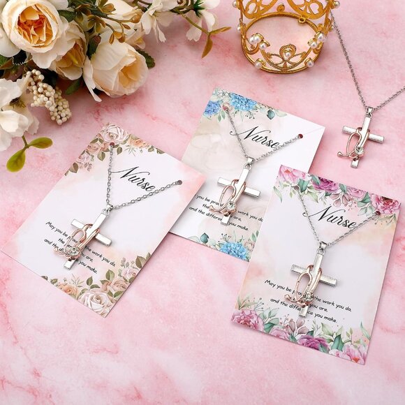 Nurse Gifts Bulk Stainless Steel Cross Necklace for Women Medical Profession - Picture 4 of 6